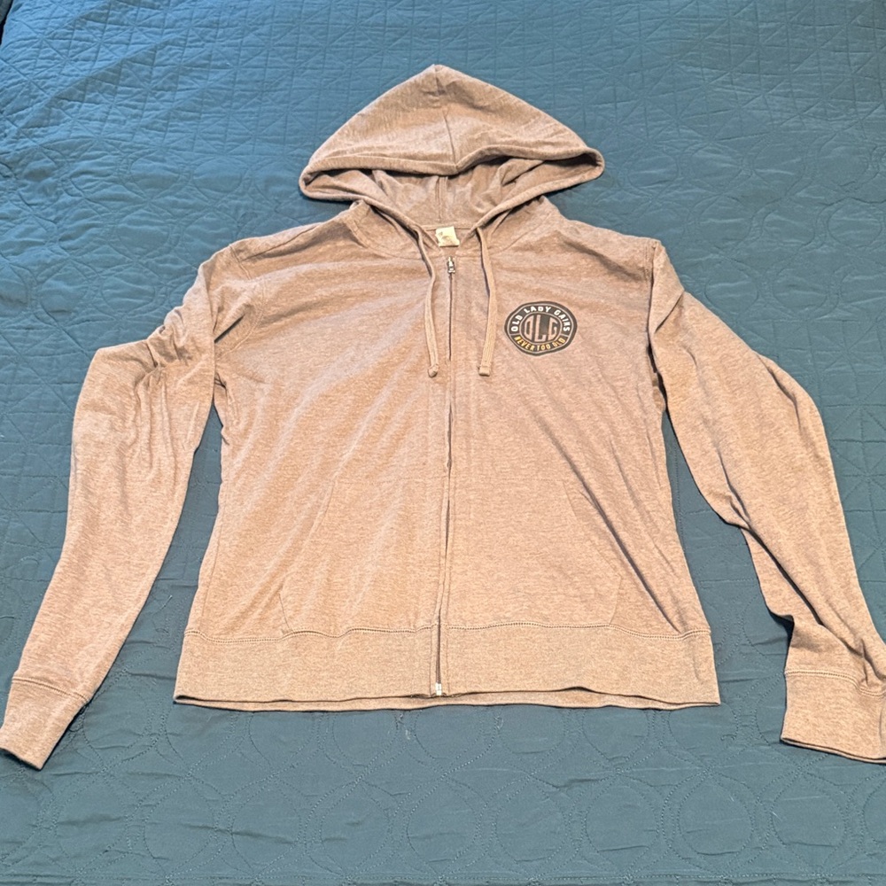 Gray Old Lady Gains lightweight Zip-Up Hoodie